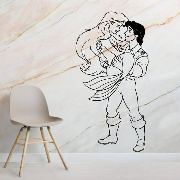 Ariel Disney Princess The Little Mermaid Sweet Prince Charming Prince Eric And Ariel Little Mermaid Vinyl Wall Art Sticker Decal Home Room Baby Girls Teens Wall Décor Design Size (20x20 inch)