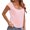 Pink, variant on Summer Short Sleeve Solid Color Women Square Neckline Casual Tee Tank Shirt