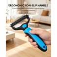 thumbnail image 4 of Pet Pro Grooming Tool, Double Teeth Grooming Comb Kit for Dogs, Cat Deshedding Brush, Dog Rake Brush for Shedding, Cats Comb Undercoat Long Hair Knotter Remover (Blue Large), 4 of 8