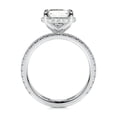 thumbnail image 2 of Edge Jewel 14K White Gold Plated Moissanite Ring - Wedding Band - 2.5 Ct Radiant Cut Excellent Moissanite - Solitaire with Accent - Bezel Hidden Halo Ring Style, 2 of 3