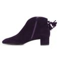 thumbnail image 4 of FSJ Women Fashion Western Tassel Block Low Heel Ankle Boots Side Zipper Booties Closed Toe V Cut Casual Vintage Shoes Size 9 Purple, 4 of 4