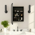 thumbnail image 3 of Flash Furniture 16" x 24" Recessed Bathroom Medicine Cabinet with Rounded Beveled Mirror and Reversible Metal Frame in Black, 3 of 10