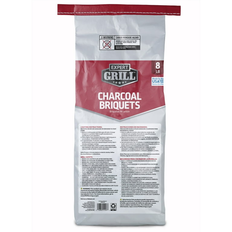 Expert Grill Charcoal Briquettes 8 Lb for BBQ, Fast Lighting, Real
