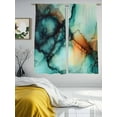 thumbnail image 3 of Abstract Water Ripple Art Sheer Curtains 63 Inches Long 2 Panels Teal Green Orange Marble Texture Light Filtering Semi Sheer Window Curtains Drapes for Bedroom Living Room 52"x63", 3 of 7