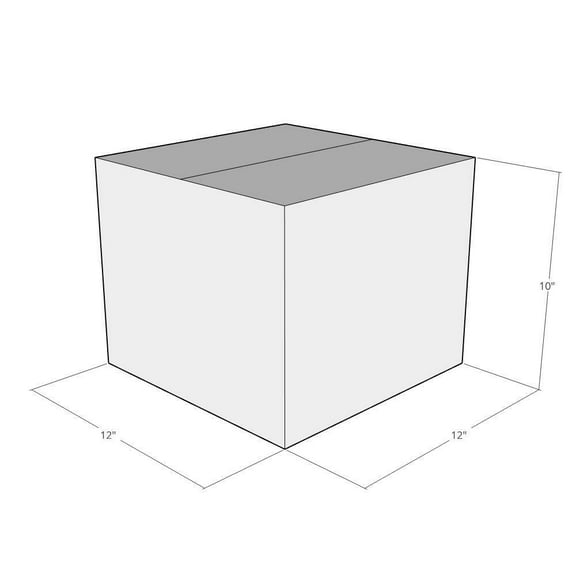 12x12x10 White Corrugated Shipping Boxes, 48 ECT Double-Wall, Qty 10