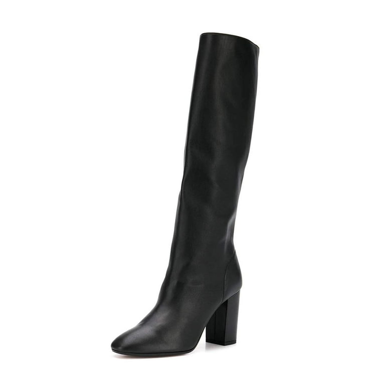 YDN Women Comfort Round Closed Toe Knee High Boots Pull On Wide