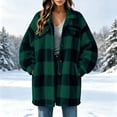 thumbnail image 2 of Womens Plaid Shacket Jacket with Pockets,Button Down Turned-Down Collar Warm Fleece Coat for Fall and Winter, 2 of 9