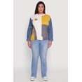thumbnail image 3 of Womens Plus Size Daisy Color Blocked Denim Sleeve Sweater, 3 of 5