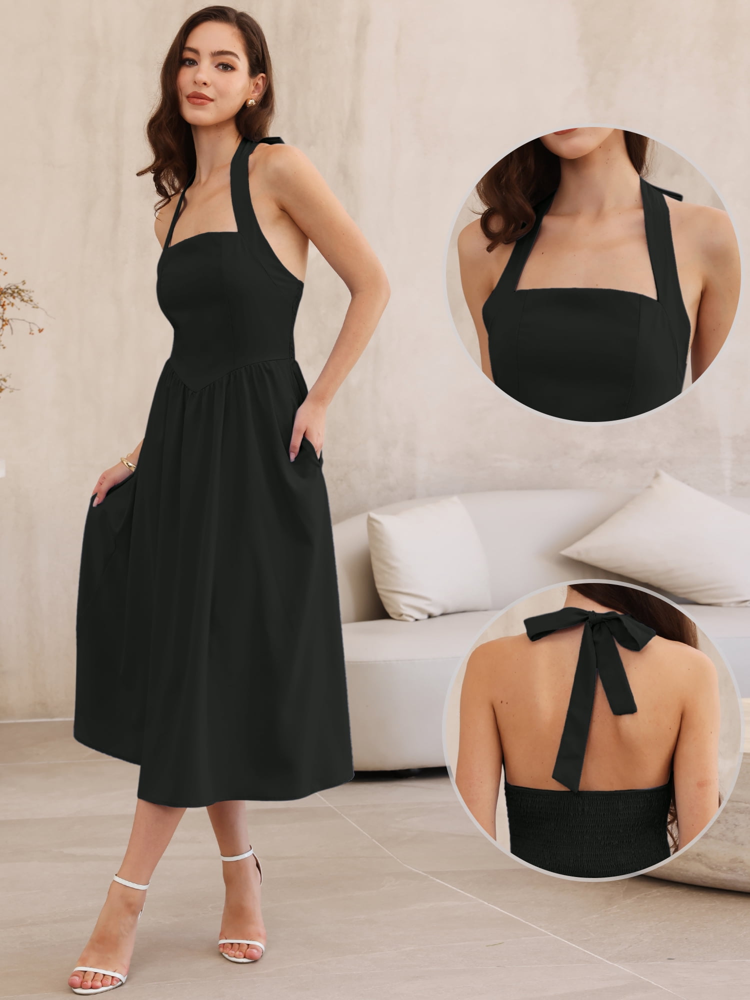 DARING DIVA Women's Off Shoulder Halter Corset High Waist Dresses S Black