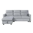 thumbnail image 4 of Ruby Light Gray Velvet Reversible Sleeper Sectional Sofa with Storage Chaise and Side Pocket, 4 of 6
