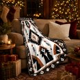thumbnail image 3 of Black Diamond Geometric Pattern, Rustic Desert Style for Geometric Fans, Autumn Pumpkin Sofa Scene and Housewarming Gift, Cozy Flannel Blanket for Cabin and Living Room, Home Decor, 3 of 9