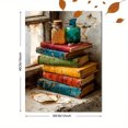 thumbnail image 3 of Vintage Old Book Windowsill Watercolor Canvas Print, Farmhouse Home Library Room Wall Decor Art, 3 of 8