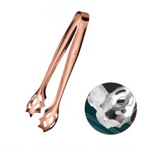 FACEGA Metal Tongs,Openwork Clip Top 304 Stainless Steel Kitchen Tongs,U Frame Handle 5.5" Kitchen Tongs for Cooking,For Pick Up, Sugar Cubes, Milk Balls,Rosegold