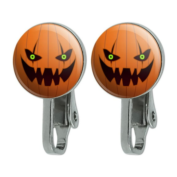 Jack-o'-lantern Pumpkin Face Halloween Decoration Novelty Clip-On Stud Earrings
