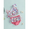 thumbnail image 2 of Kids Girls Swimsuits Rainbow Pineapple Strawberry Ruffle Tank Tops Bikini Sets Infant Beach Swimming Suits, 2 of 8