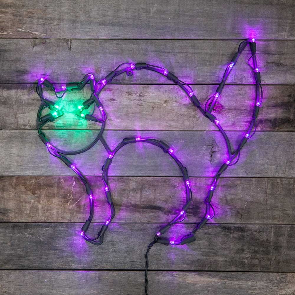 Halloween Lights & Decor Window Decoration Halloween Cat Purple & Green