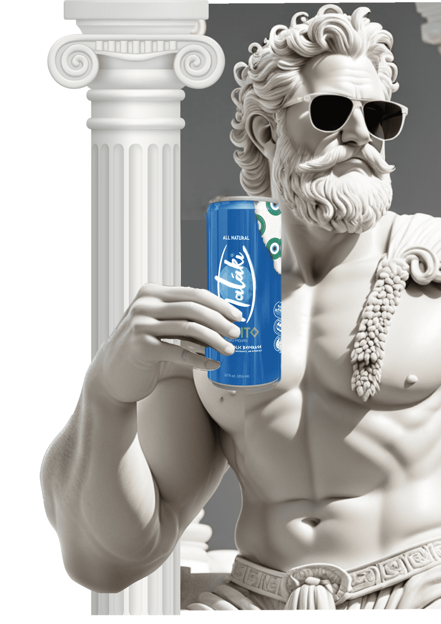 Ouzo Mojito. 4 PACK- Alcohol Free Beverage + Adaptogens - Ashwagandha, Cordyceps, Lion's Mane, L-Theanine, Holy Basil, & Lemon Balm 0% ABV