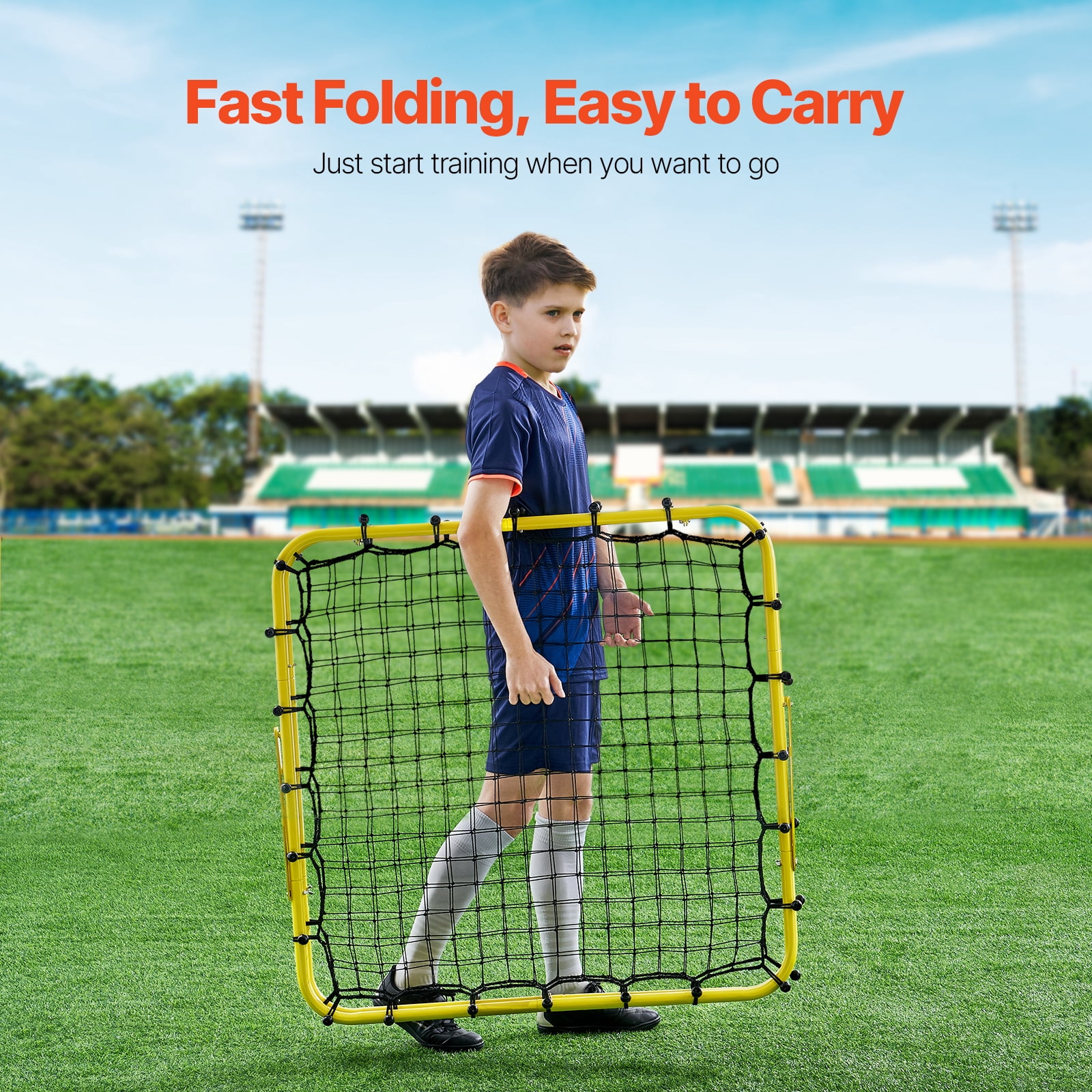 KFFKFF Football Bounce Back Net, 40"x35"x37" Compact Soccer Training Presents, Completely Flexible Angles Goal Mesh, Tools & Gear for Children, Adolescents & All Ages