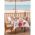 thumbnail image 2 of 54x80 Inch Outdoor Tablecloth with Umbrella Hole Zipper Rectangle Red Flowers Rectangular Tablecloths Outside Waterproof Watercolor Spring Country Botanical Floral Patio Table Cover for Picnic Party, 2 of 8