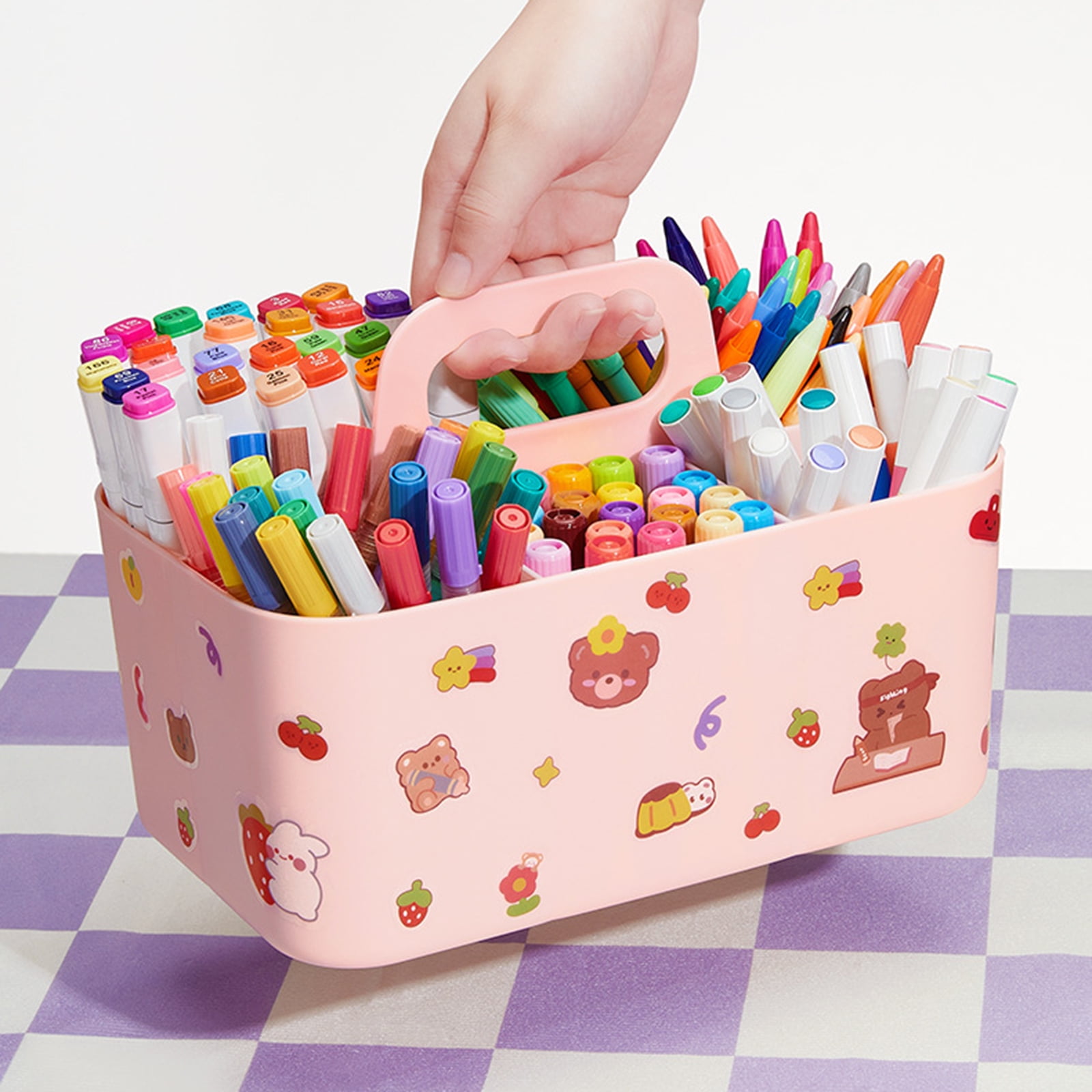 Large Capacity Desktop Stationary with Handle Watercolor Marker Caddies Art Supply Storage Holder
