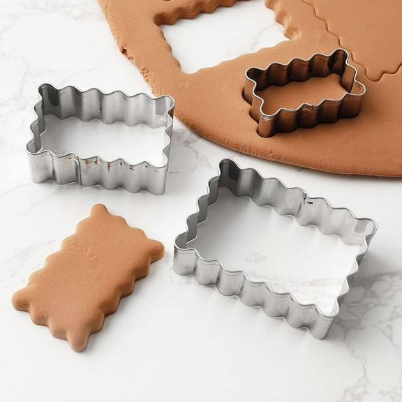 3-Piece Square Cookie Mold Cross-Border Spot Stainless Steel Fondant Lace Rectangular 3-Piece Cookie Mold Diy Square Wave Circle Mini Cookie Mold
