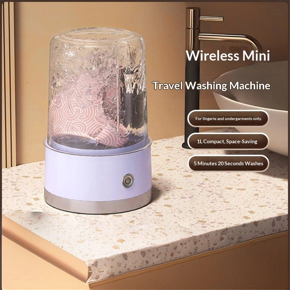 Wireless Mini Washing Machine for Dormitory, Portable Small Washer, No Need to Plug in, No Need to Drain, 1L Capacity Compact Mini Washing Cup