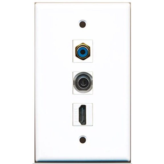 RiteAV - 1 Port HDMI and 1 Port RCA Blue and 1 Port 3.5mm Wall Plate