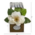 thumbnail image 2 of Nearly Natural 14in. Magnolia Artificial Arrangement in Tin Roof Planter, 2 of 4