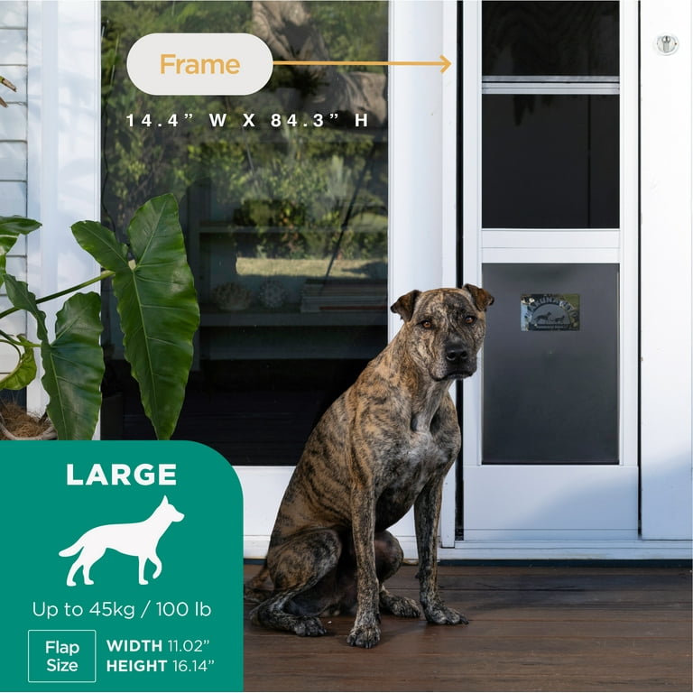 Large White Mesh Patio Pet Door, For Screen Sliding Doors, for