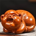 thumbnail image 3 of Rosewood carved pig figurine, a zodiac pig auspicious symbol for home living room feng shui, corner decoration craft., 3 of 4