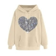 thumbnail image 3 of ZyeKqe Hoodies for Women Fleece Lined Heart Printed Hooded Sweatshirt Solid Color Comfy Loose Fitted Pullover Tops, 3 of 5