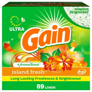 Gain Powder Laundry Detergent, Island Fresh Scent, 82 oz, 89 Loads