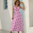 thumbnail image 5 of Red Strawberry Love Pattern Polka Dots Sleeveless Dress Dresses Women Summer Evening Dresses Ladies Bohemia Long Dresses, 5 of 9