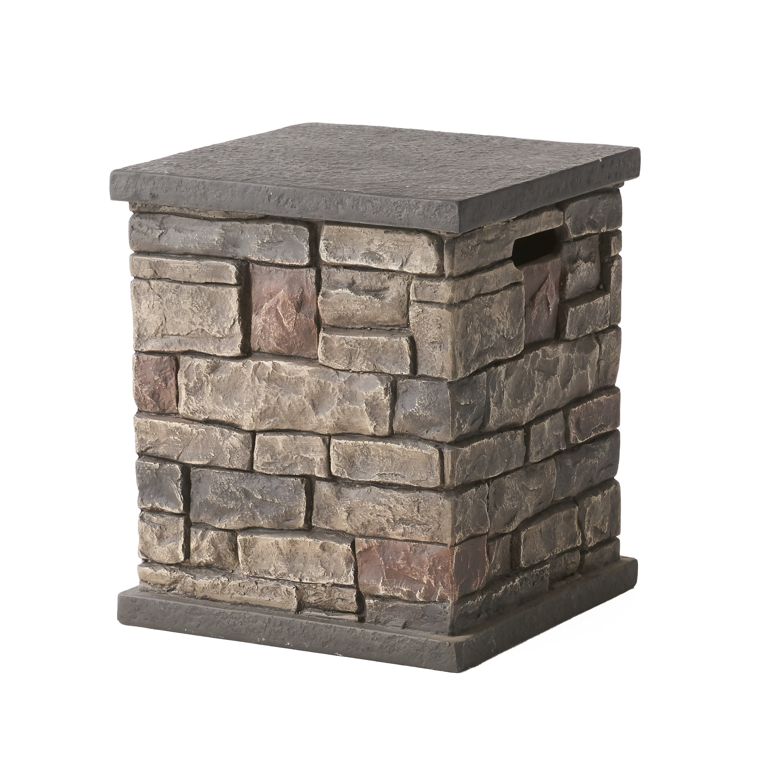 Fox Lightweight Concrete Outdoor Tank Holder Side Table, Stone Finish