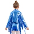 thumbnail image 3 of iixpin Kids Girls Metallic Fringe Bomber Jacket Outerwear Shiny Zipper Blazer Musical Party Performance Outfits Blue 14, 3 of 6