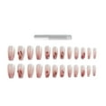thumbnail image 1 of 1 Set Nail Artificial Tips Reusable Easy Removal Shiny Rhinestone Gradient Long Nail Decoration Pink Purple  Harm Glue False Nails Beauty Supply, 1 of 1