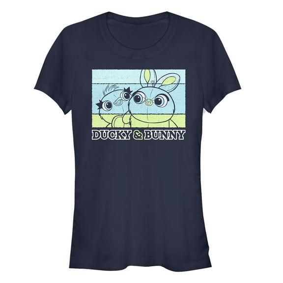 Junior's Toy Story Ducky & Bunny Panels Graphic Tee Navy Blue X Large