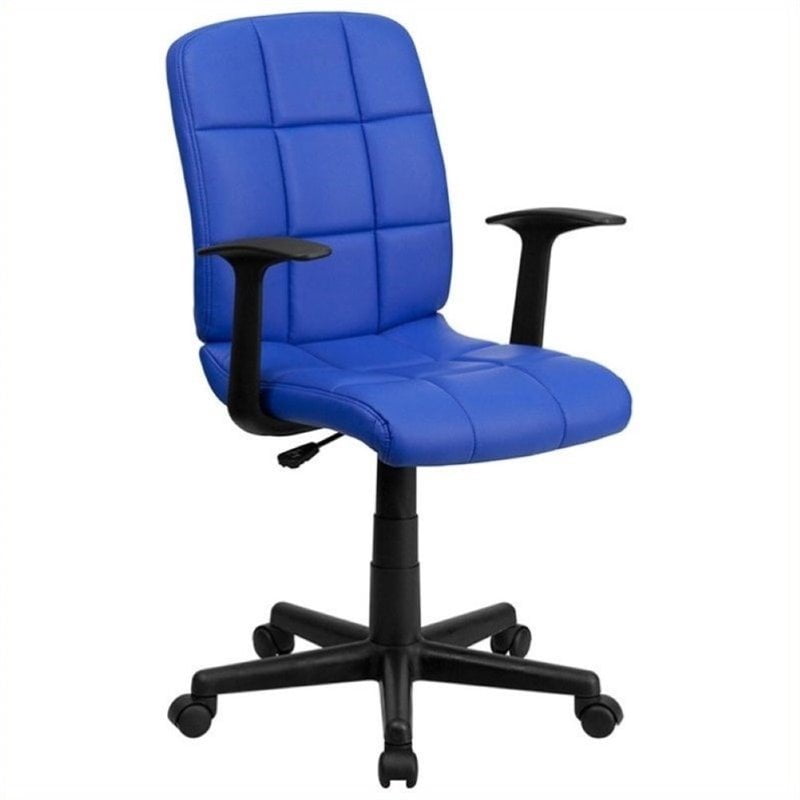 Scranton Co Faux Leather Mid Back Office Chair With Arms In Blue