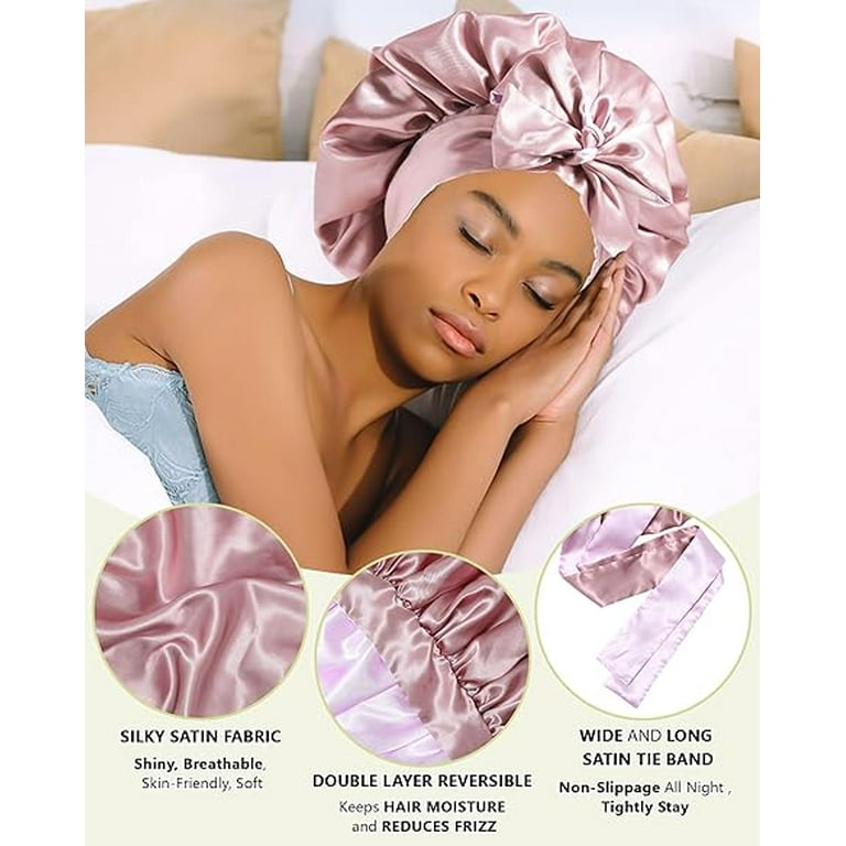 Gorra de Satén de Seda Hair Bonnets para Mujer, Gorro de Noche con