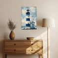 thumbnail image 4 of ZHONGYUTONG Lighthouse Wall Art Navy Blue Canvas Ocean Seascape Picture Print Vintage Coastal Painting for Living Room Decor Framed (12.00" x 18.00"), 4 of 5