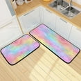 thumbnail image 7 of 2-Piece Kitchen Rugs Set Non-Slip Mats Carpet Floor for Kitchen, Bathroom (19.7"x27.6" & 19.7"x47.2") Pastel Rainbow Tie-dye, 7 of 7