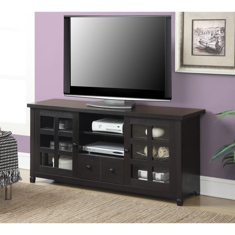 Pemberly Row TV Stand with 3 Cabinets in Espresso