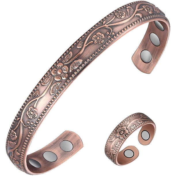 Pink Pulsera curativa magnética de cobre para artritis y alivio del dolor carpiano