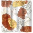 thumbnail image 5 of Burnt Orange Boho Chic Shower Curtain, Abstract Aesthetic Tropical Leaf with Gold Botanical Branch Modern Bathroom Curtain for Bathtub Home Decor Waterproof Fabric Machine Washable,72" Wx72 L, 5 of 6