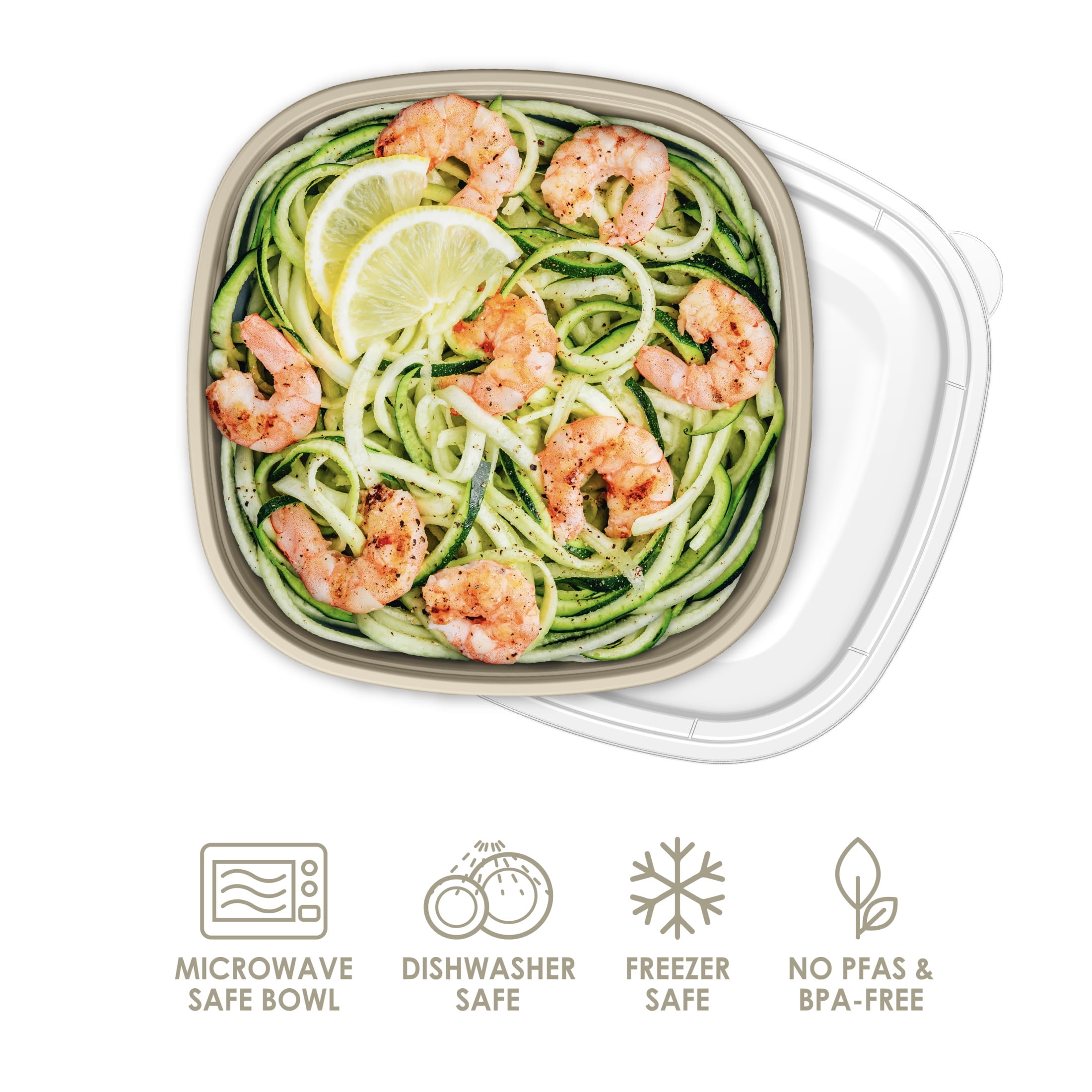 (2 pack) Bentgo Prep - 1-Compartment Bowls with Custom Fit Lids - Reusable, Microwaveable, Durable, & BPA-Free, Freezer and Dishwasher Safe Meal Prep Food Storage - 10 Bowls & 10 Lids (Champagne)