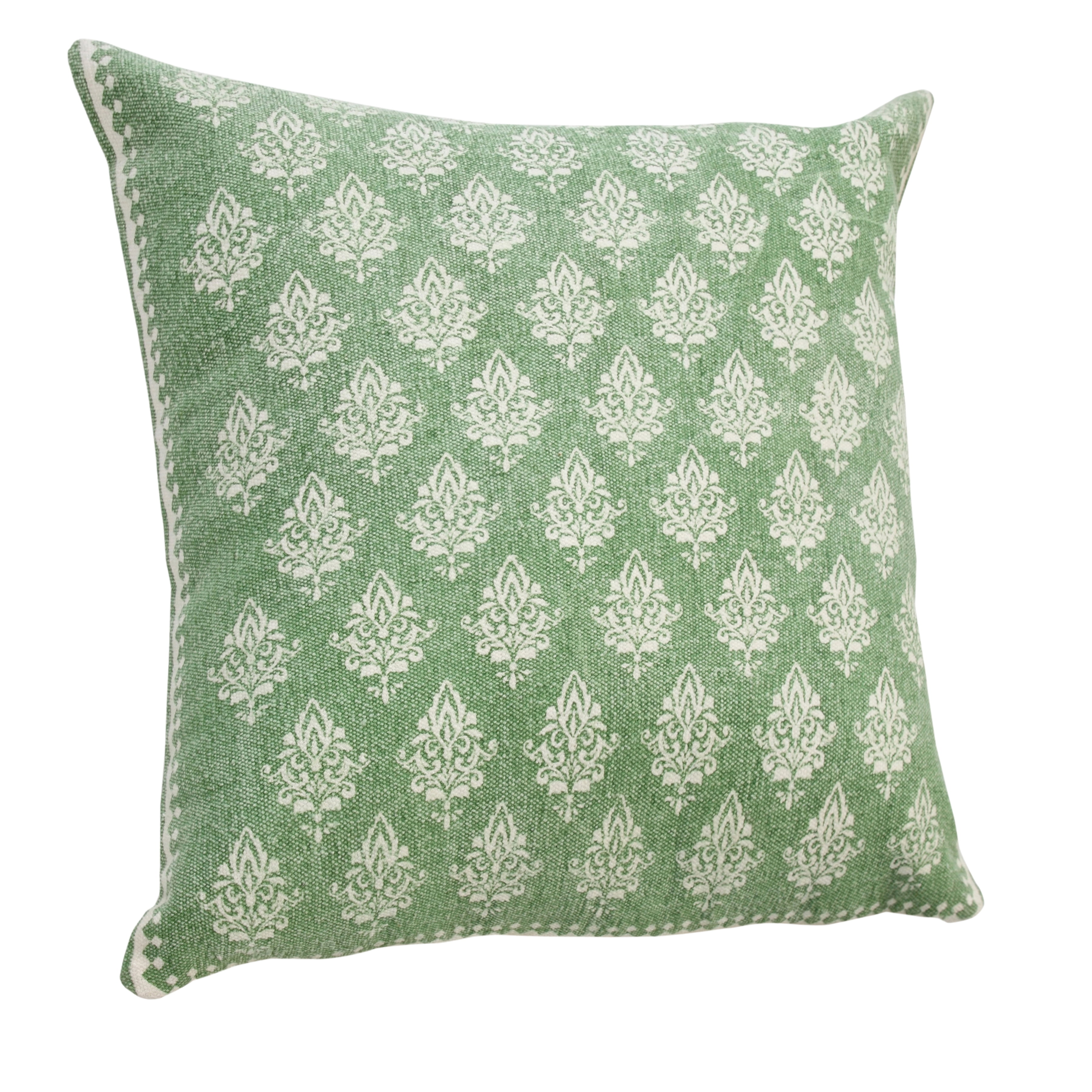 Harlow Hill Grace 20" x 20" Green/White Damask Cotton Adult Decorative Throw Pillow