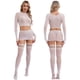 thumbnail image 3 of Conjunto de lencería sexy transparente para mujer, top corto de manga larga, minifalda cruzada hasta la cadera y medias altas hasta el muslo, ropa de dormir tentadora de 3 piezas, 3 of 5