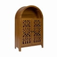 thumbnail image 4 of Hommoo Hand-Carved Arched Cabinet Accent Cabinet, Hollow Carved Decorative Wooden Storage Cabinet with Open Shelf & 2 Doors, for Living Room, Bedroom, Entryway, Walnut, 4 of 8
