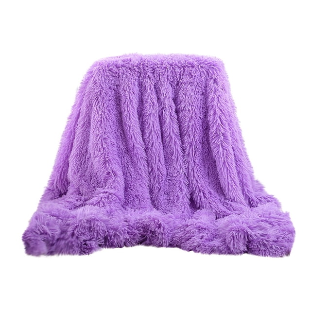 Manta Miyuadkai peluda larga de imitación de lana, ligera y afelpada, para decoración del hogar, color morado, talla única