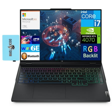Lenovo Legion Pro 5 16IRX9 Gaming Laptop 16.0in IPS WQXGA Display (Intel i7-14700HX, 16GB DDR5, 1TB PCIe SSD, GeForce RTX 4070, RGB KB, Win 11 Pro) w/Microsoft 365 Personal , DKZ USB Port Expander